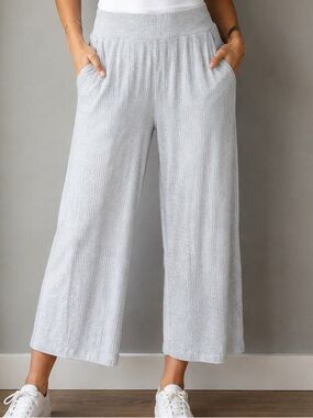 ✨ Natural Reflections Lounge XL Ribbed Wide-Leg Ankle Pants – Blue Grey NWT